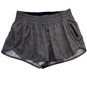 Lululemon Hotty Hot Low-Rise Lined Shorts Heathered Gray Size 10 Zipper Pocket